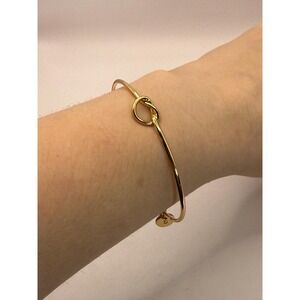 Gold Tone Knot Bangle Bracelet with Initial "B" Charm